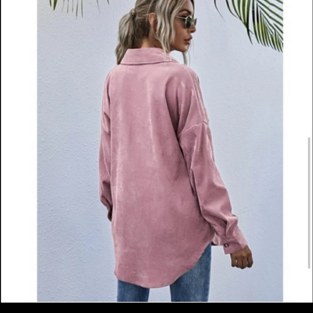 Pink Button Front Corduroy Coat - Picture 6 of 6